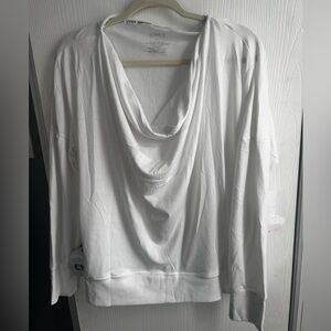 Jones New York White Drape Neck Sweatshirt